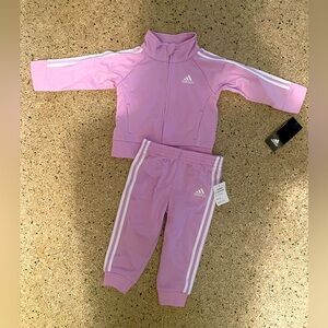 NWT baby girl adidas tracksuit lavender light lilac purple size 12 months